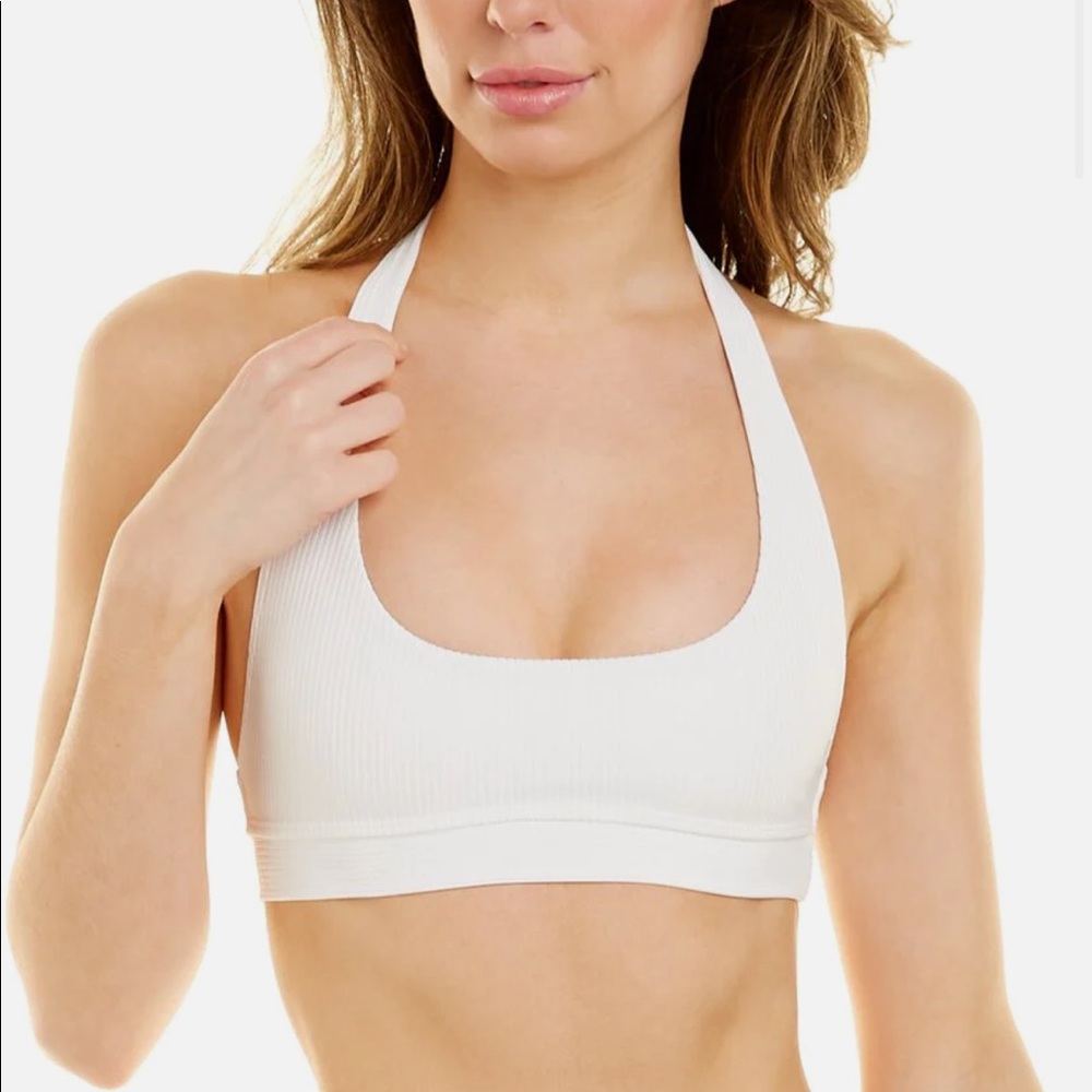 Frankie’s Stevie White ribbed halter top bikini